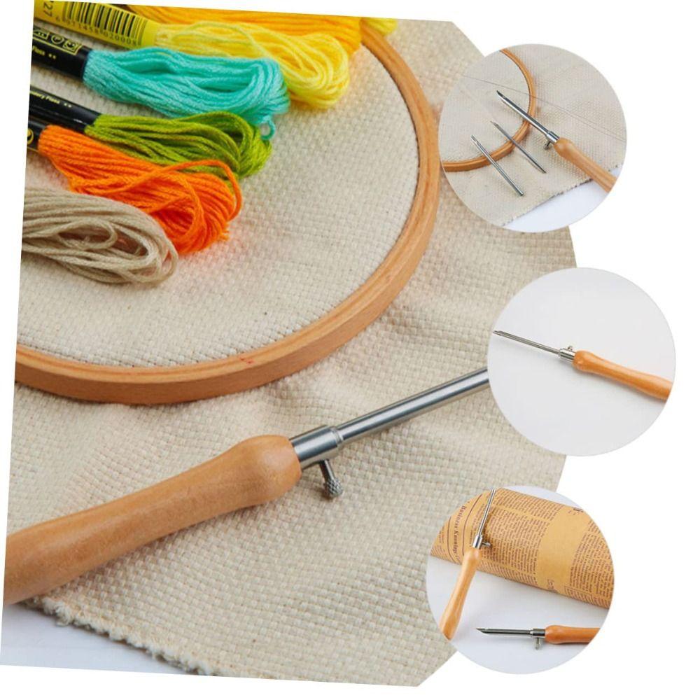 Wooden Handle Knitting Embroidery Pen Stitchwork Needle Poke Needle Embroidery Punch Needle