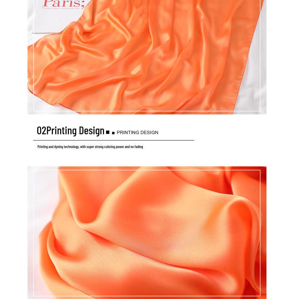 Women's Extra Long Monochrome Silk Scarf - Perfect Sunshade Shawl for Spring, Summer, and Autumn Travel