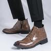 Зимняя мода Новый дизайнер Мужские остроносые повседневные ботинки челси на шнуровке Свадебное платье Выпускная обувь Высокие ботильоны