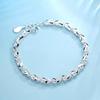 925 Sterling Silver Heart Charm Bracelet &Bangle Handmade Party Wedding Jewelry For Women Girls Sl175