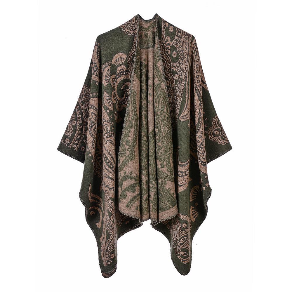 Ponchos Coat Cashmere Scarves Women Winter Warm Shawls And Wraps Pashmina Thick Capes Blanket Femme Scarf