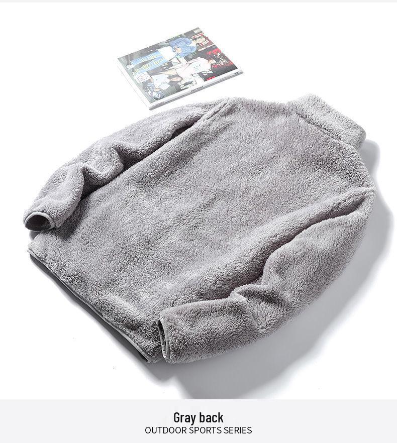 Women's Double-Sided Fleece Jacket - Plus-Size, Thick Velvet, Warm High Collar, Loose Fit, Autumn/Winter Polar Fleece Cardigan.