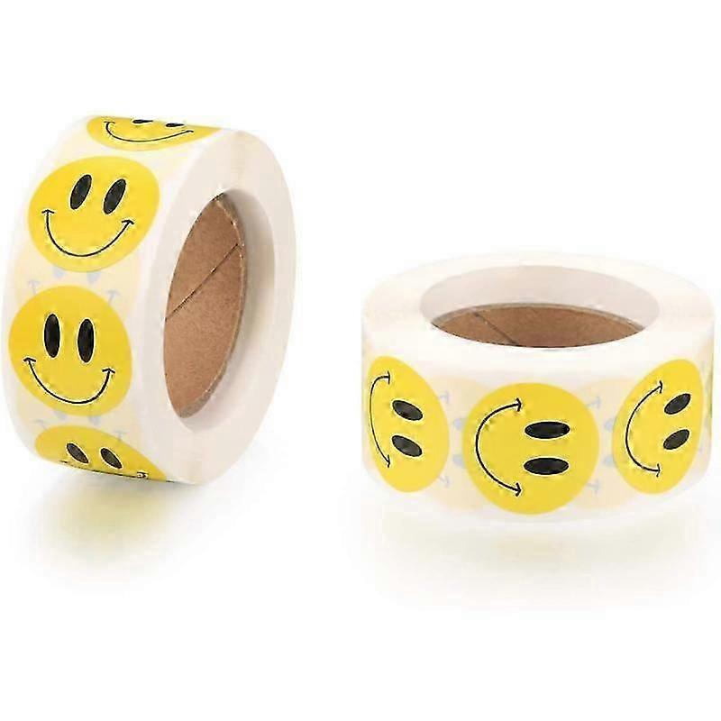 Barsinfi Smile Face Stickers Roll Happy Face Stickers 500 Pieces per Roll (1 inch Yellow)
