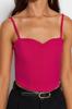 Women's Fashion New Bustier Black Fitted Crop Strappy Crepe Knitted Bustier