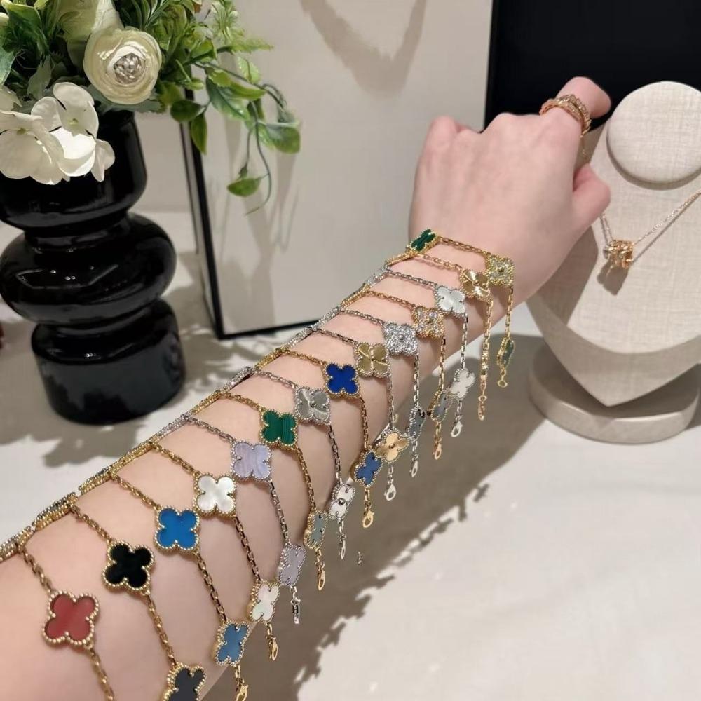 Высококачественный браслет из красного халцедона с лазерной гравировкой «Четырехлистный клевер» и «Пятицветник», из розового золота 18 карат, ювелирное изделие класса люкс, подарок для девушки