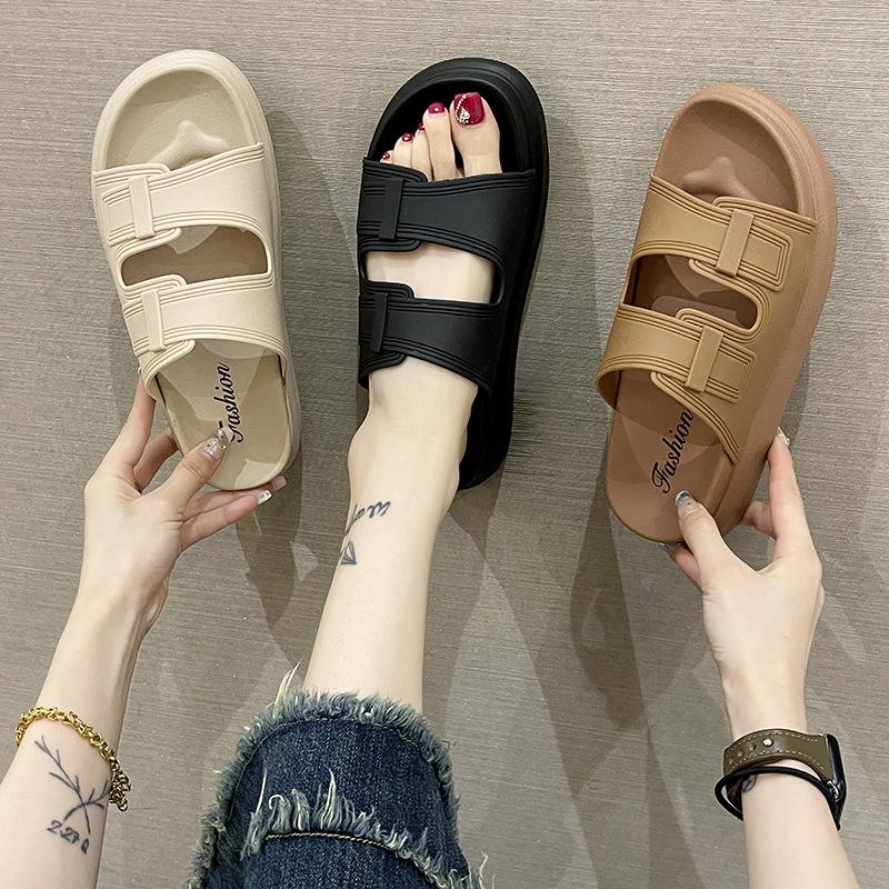 Тапочки женские новые летние на толстой подошве маффин с тапочками удобные на мягкой подошве повседневные пляжные классные тапочки