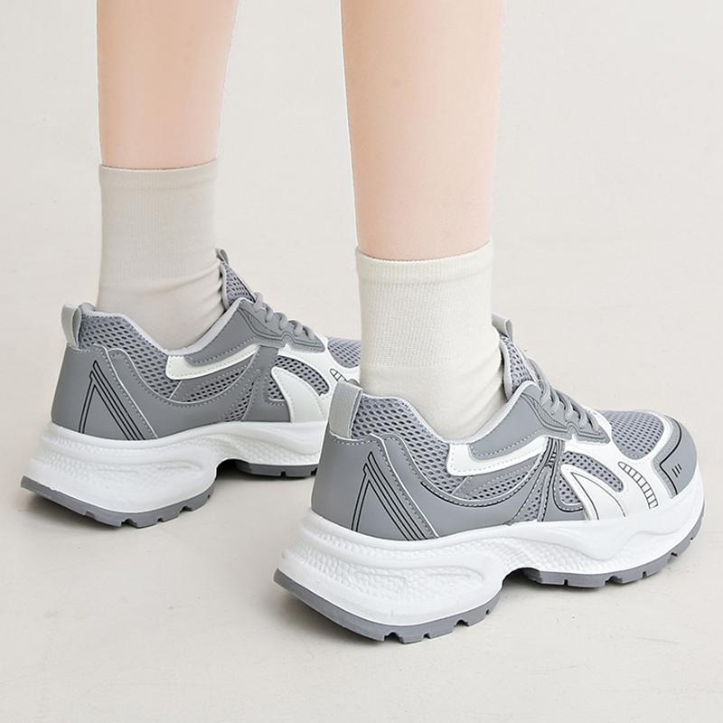 Fashion Thick Bottom Breathable Mesh Sneakers Women 2025 New Lace Up Platform Sport Shoes Woman Non Slip Ladies Fitness Vulcanize Shoes