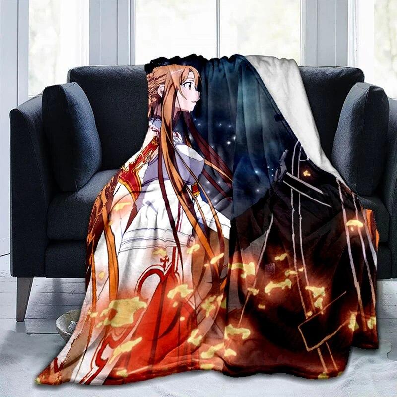 Популярное аниме SAO Sword Art Online, аниме, современное одеяло Gedruckt Bettdecke Geschenk, фланелевые мягкие плюшевые одеяла для дивана-кровати
