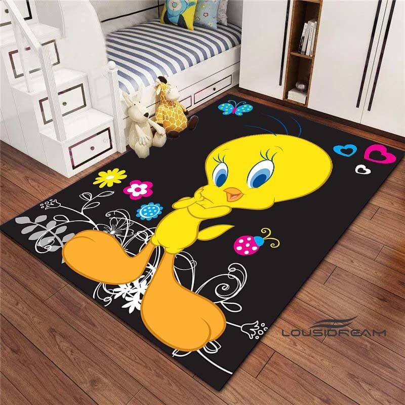 3D printed cartoon TweetyBird rug, suitable for living rooms, bedrooms, sofas, balconies, gardens, etc. Large-sized decorativ