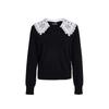 VEROMODA Women's V-Neck Detachable Lace Collar Sweater