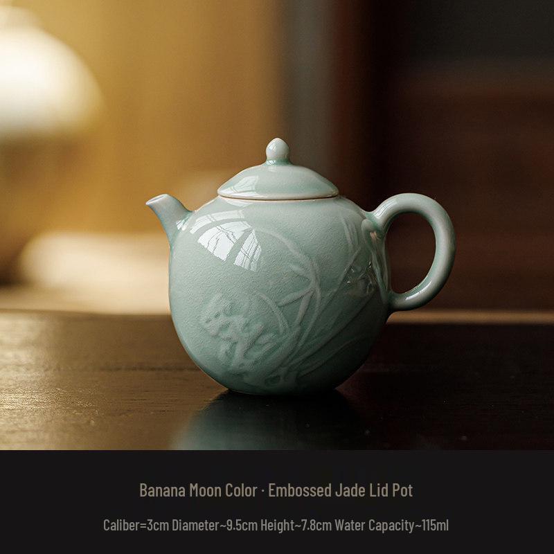 Guānlán Handcrafted Jade Cap Ceramic Teapot: High-Grade Gongfu Tea Brewing Set