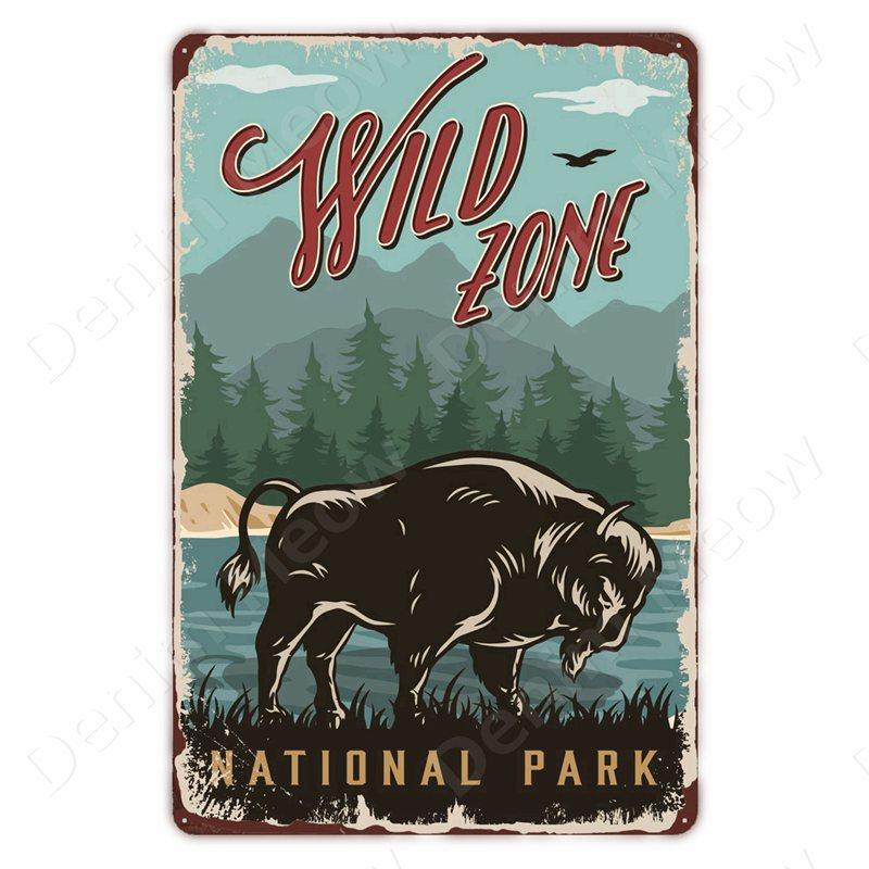 Hisun Tin Sign Camping Family Tin Sign Fishing Vintage Metal Tin Signs for Club Outdoor Hiking Wall Decorative Adventure Explore Retro Plaque