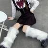 1pair Solid Color Faux Fur Leg Warmers Thick Long Fuzzy Foot Covers Warm Knee Sleeve  Winter Season