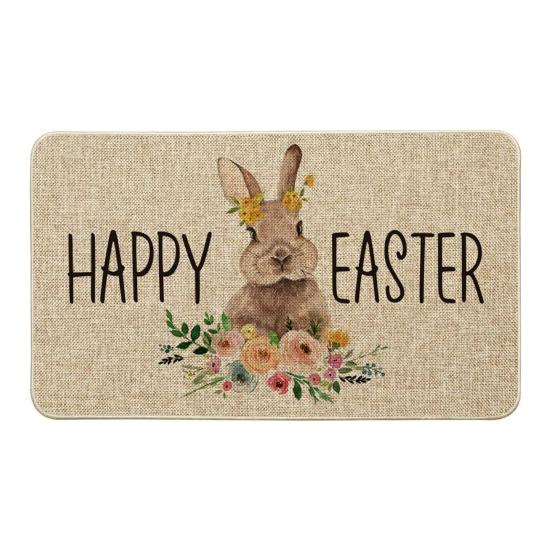 Декоративный напольный коврик с изображением пасхального кролика, влагостойкий нескользящий моющийся приветственный коврик для передней двери