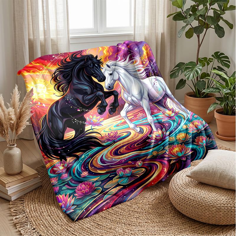 Magical Horse Dance 1 Theme blanket Lightweight Warm Flannel Blanket Decorative Throw Blanket for Home Decoration