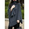 Spring Autumn Wool High Neck Shawl Women's Medium-Length Korean Version of Sleeveless Casual Pullover Wool Cape Jacket