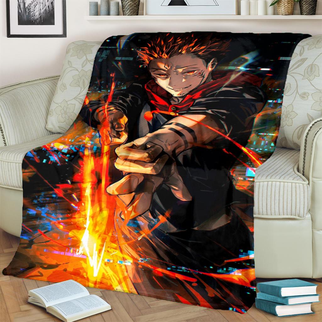 Jujutsu Kaisen Warm Comfortable Print Blanket Flannel for Bedrooms, Sofas, Beds, Chairs, Picnics, Travel