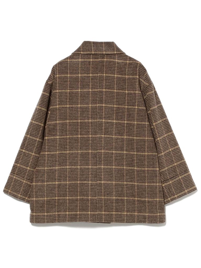 Женское клетчатое полупальто Ray Beams с отворотами, двубортное, из ворсистой ткани, коричневое 0