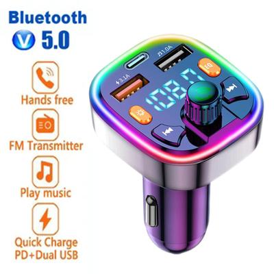 Автомобильный Bluetooth MP3-плеер Bluetooth 5.0 FM-передатчик 18 Вт Dual USB Type C PD Быстрое автомобильное зарядное устройство Автоматический MP3-плеер