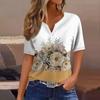 Women's T Shirt Tee Print Button Short Sleeve Daily Weekend Fashion Basic V- Neck Regular Top