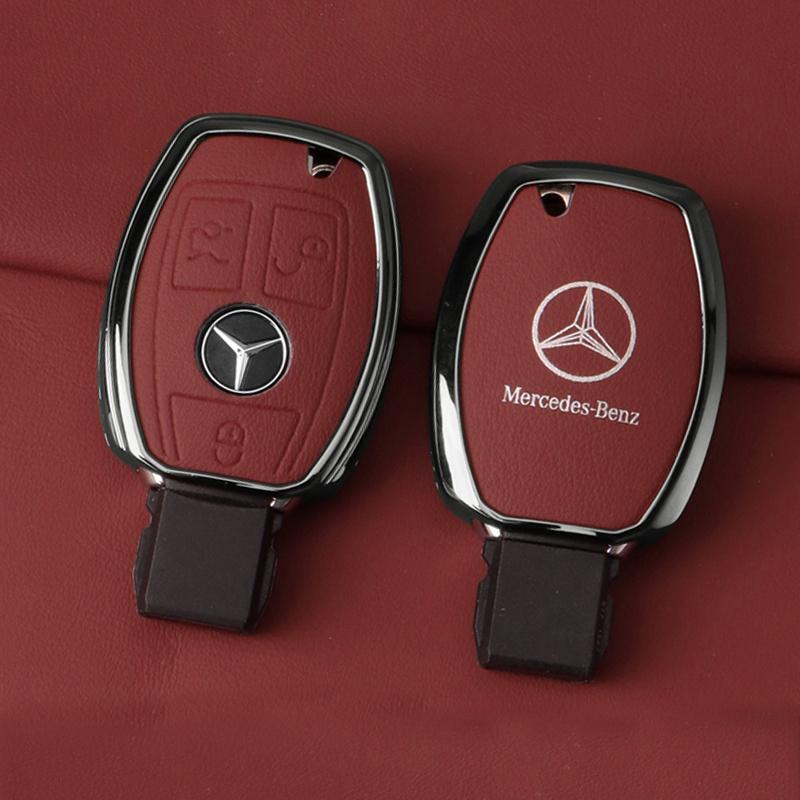 XUV2 Leather Alloy Car Key Case Cover Shell Protector Accessories For Mercedes Benz A B R G Class GLK W251 GLA W463 W176 GLC GLR W204
