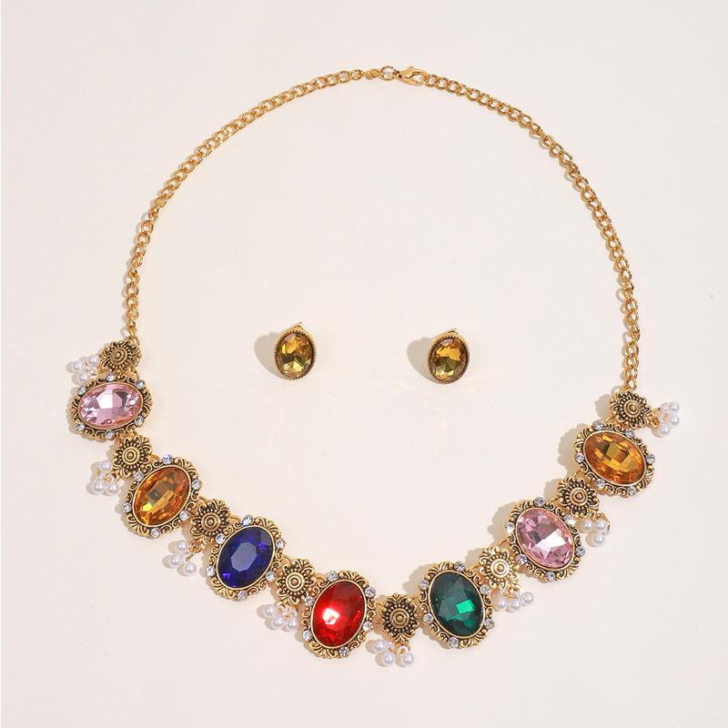 Винтажная ниша, мода, подвеска со стразами в виде капли воды, ожерелье, серьги, серьги-гвоздики, костюм для женщин