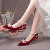 Fashion Women Red High Heel Shoes Elegant Fashion Designer Pointed Tip Fine High Heels Women Water Diamond Banquet Wedding Shoes Tacones