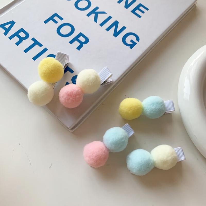 1 шт. Милые заколки для волос кремового цвета в девичьем стиле с помпонами, цветные, для челки и боковые, для выбивающихся волосков, мультяшные