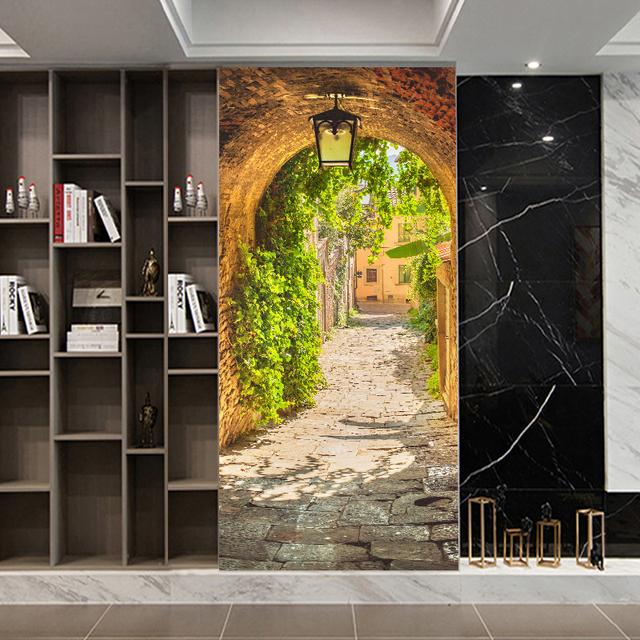 29 стилей DIY дверь художественная роспись наклейка гостиная коридор вход раздвижные двери декоративная живопись пилинг и; Наклеить обои из ПВХ