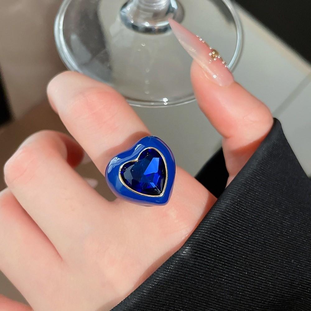 Love Heart Geometric Ring Candy Color Big Dome Plain Ring Jewelry Accessories Opening Ring Party
