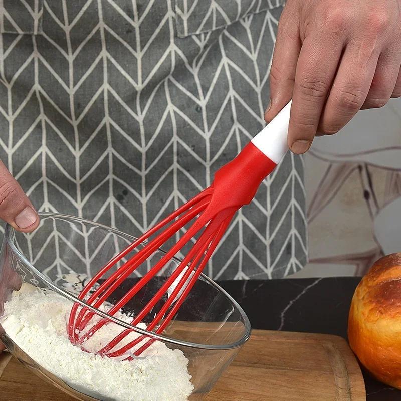 1pcs Multifunctional Rotary Manual Egg Beater Mixer Mini Plastic Kitchen Egg Whisk Bake Tool Egg Agitator Silicone Eco-Friendly