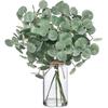 Искусственные стебли эвкалипта в стеклянной вазе с искусственной водой, 14" Искусственное растение Листья эвкалипта для центрального элемента Украшения стола Офис Фермерский дом