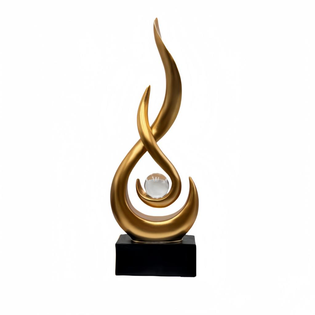 Modern Flame Resin Sculpture, Art Deco - Decorative Statue