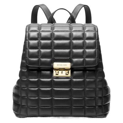 MK Tribeca Рюкзак с логотипом спереди из кожи ягненка Маленький женский рюкзак Черный 30F5G2RB1L-001