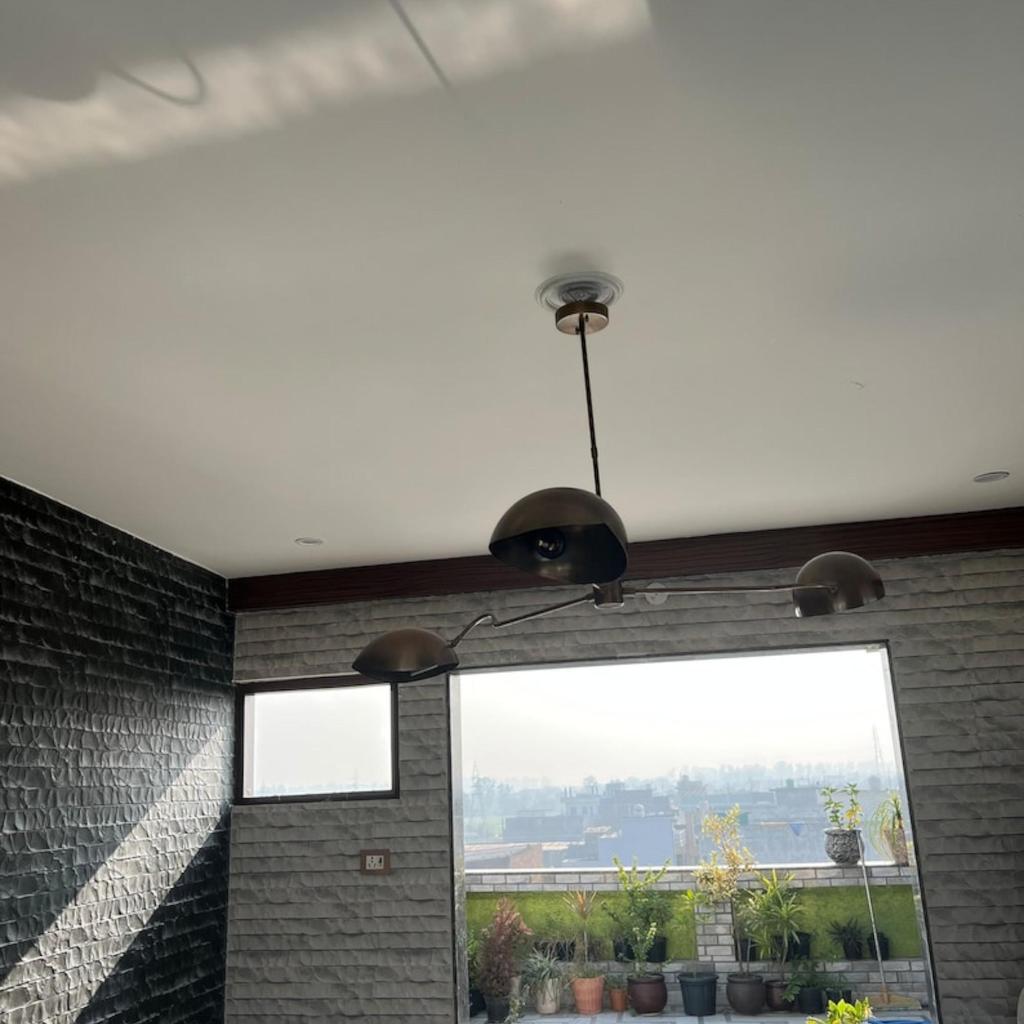 3-Arms Starburst Light Fixture | Mid-Century Modern Brass Orb Sputnik Chandelier | Italian Handmade Ceiling Light Fixture Stylish Home Decor