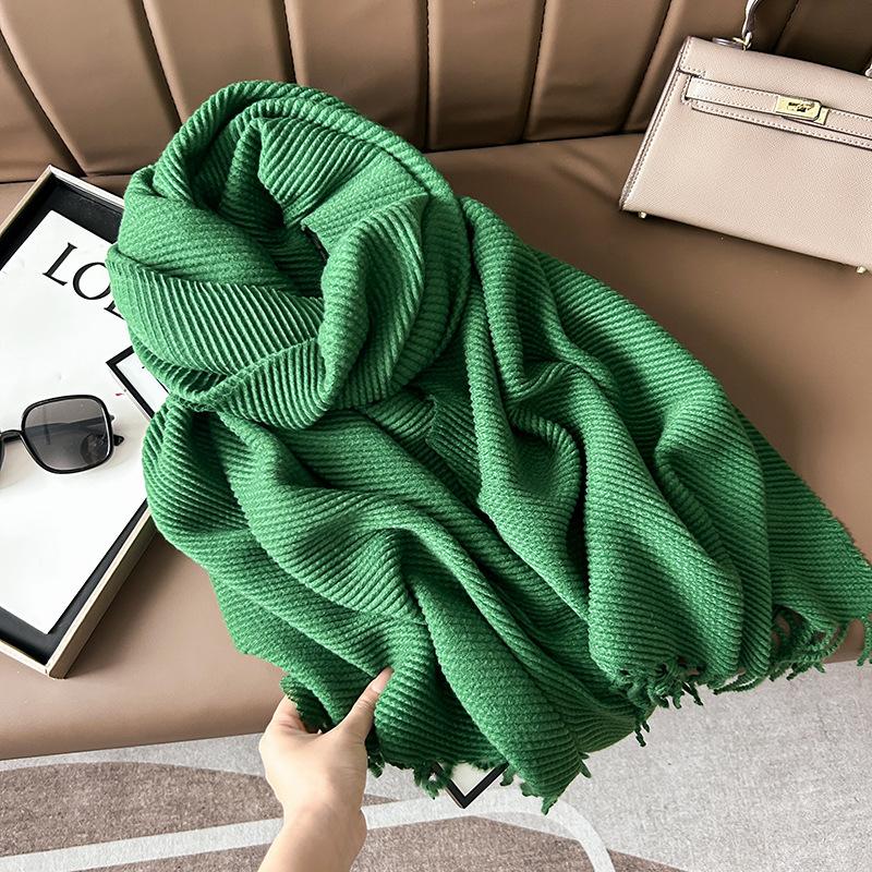 Scarf Women'S Winter Maillard Premium Korean Crumpled Solid Color Cashmere Casual Shawl Dual Use