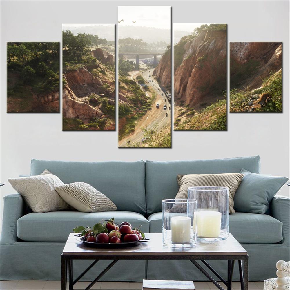 5 Pieces Canvas Wall Arts Poster Painting Games Mount Kalaga National Park Wallpaper Home Decor Picture Printing Interior Mural