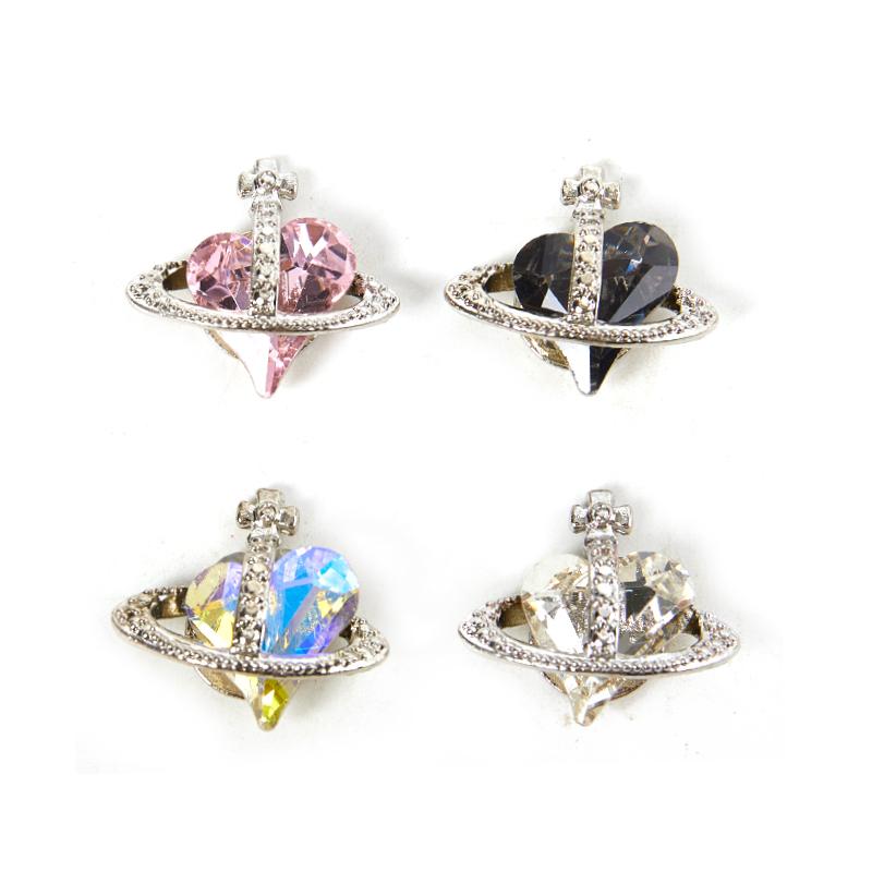 5 шт., кривое наклонное сердце, спутниковое ювелирное изделие из сплава, украшения для дизайна ногтей, аксессуары для ногтей, подвески, принадлежности