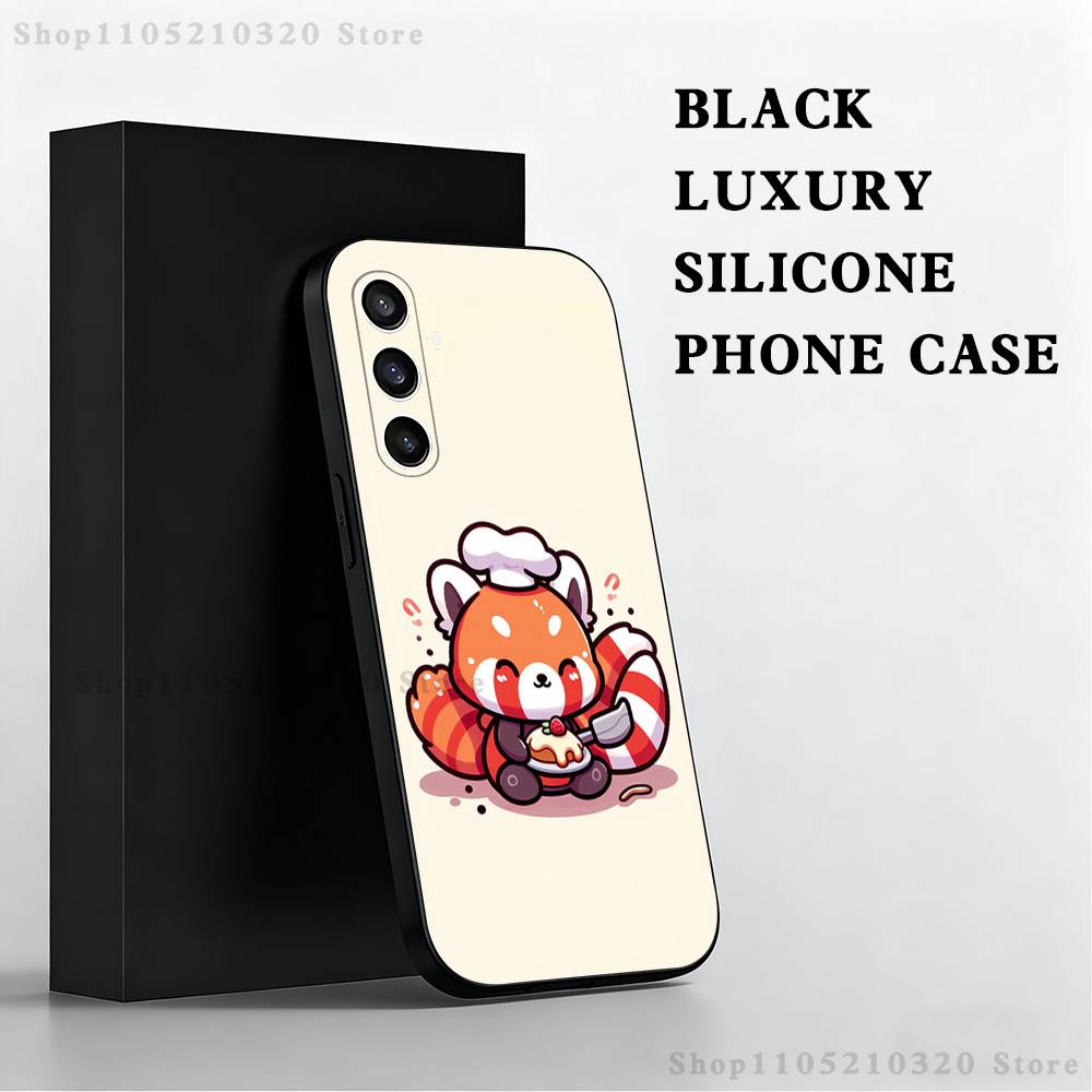Red Panda Cute Cartoon Phone Case For Samsung S25,S24,S21,S22,S23,S30,Ultra,S20,Plus,Fe,Lite,Note,10,9,5G Black Cover