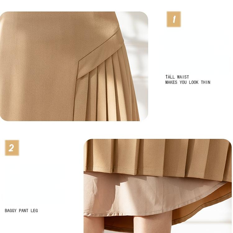 Summer Fashion Pleated Office Skirt Women Clothes Black Khaki Work Wear Ladies Skirts Formal