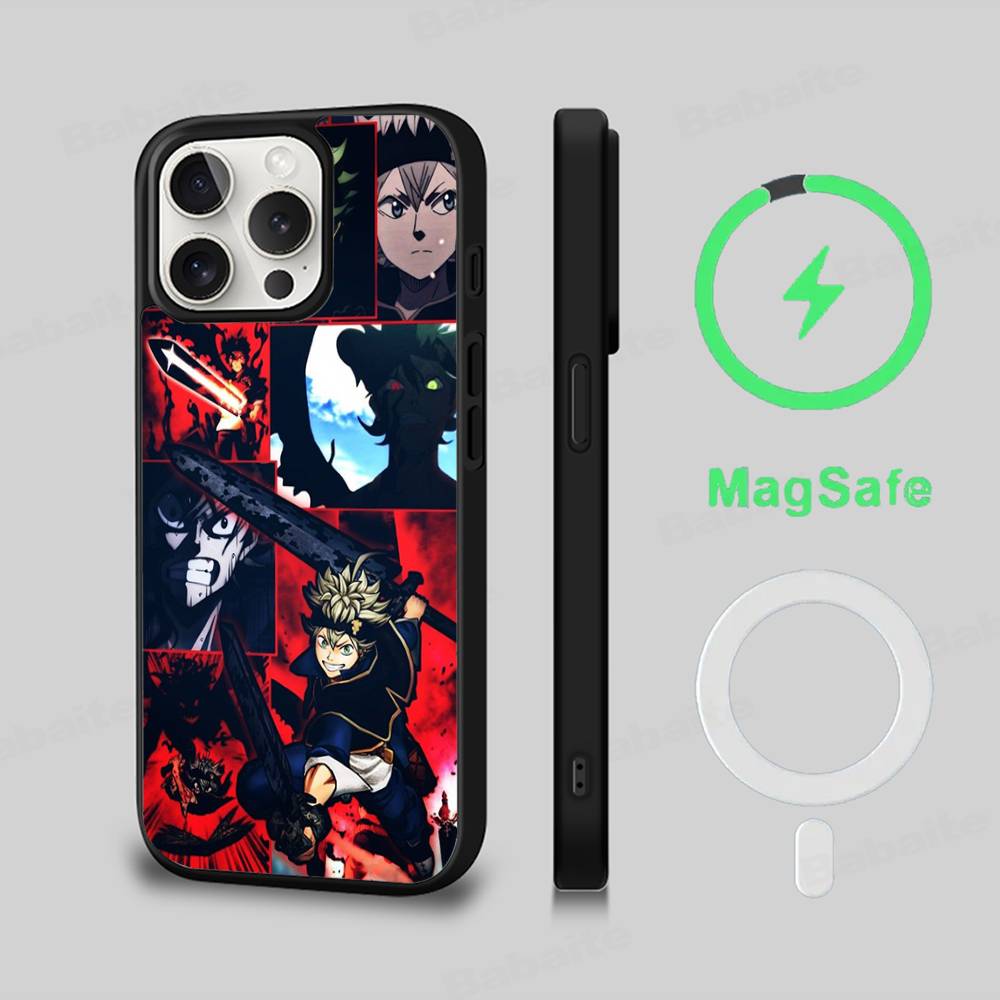 Anime Black C-Clover Phone Case Magnetic Case For IPhone 16 14 13 12 11 15 Pro Max Plus For Magsafe Wireless Charge Cover