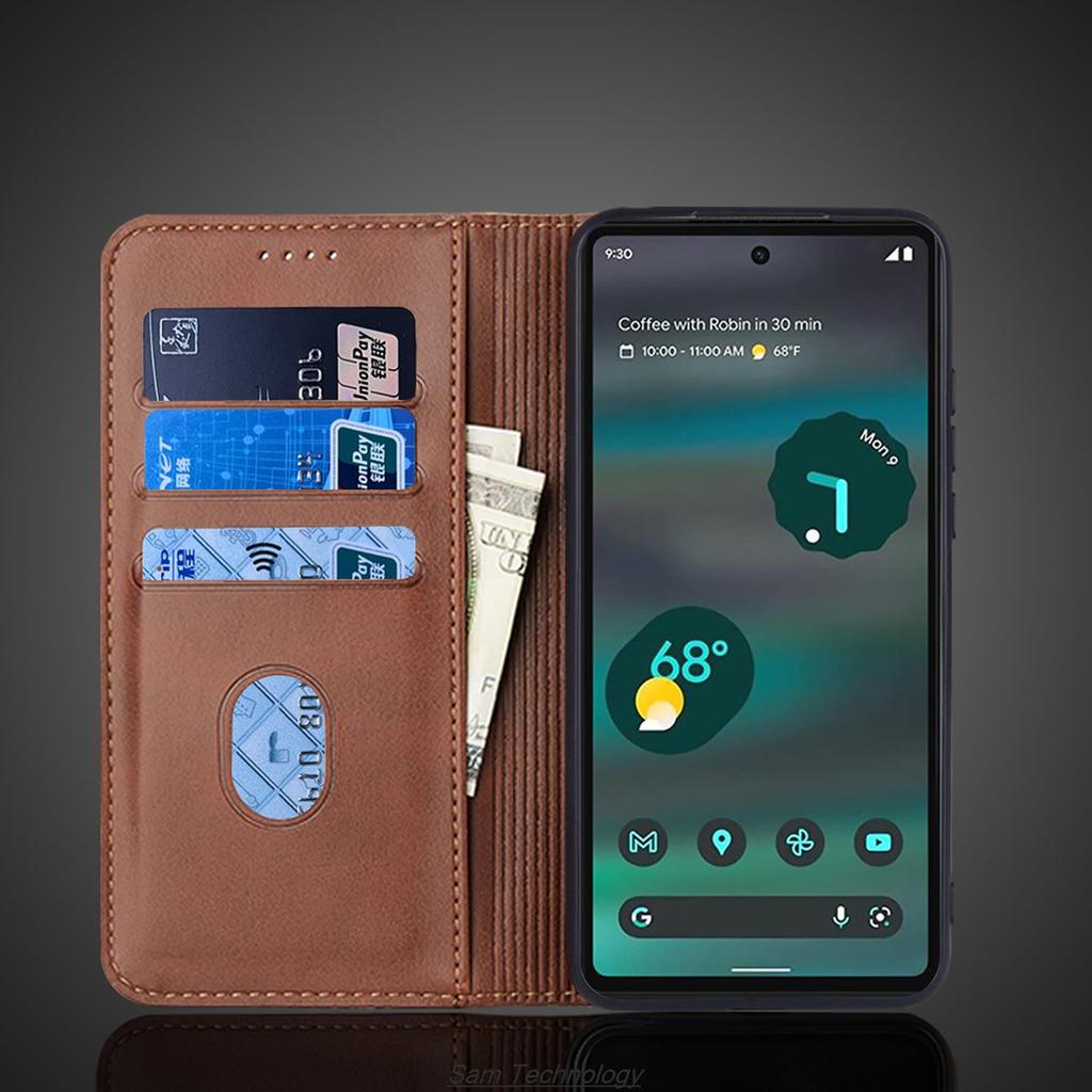 Магнитный притяжение кожаный чехол для Google Pixel 6A Pixel6A 6.1" кобура флип чехол кошелек телефон сумки Capa Fundas Coque