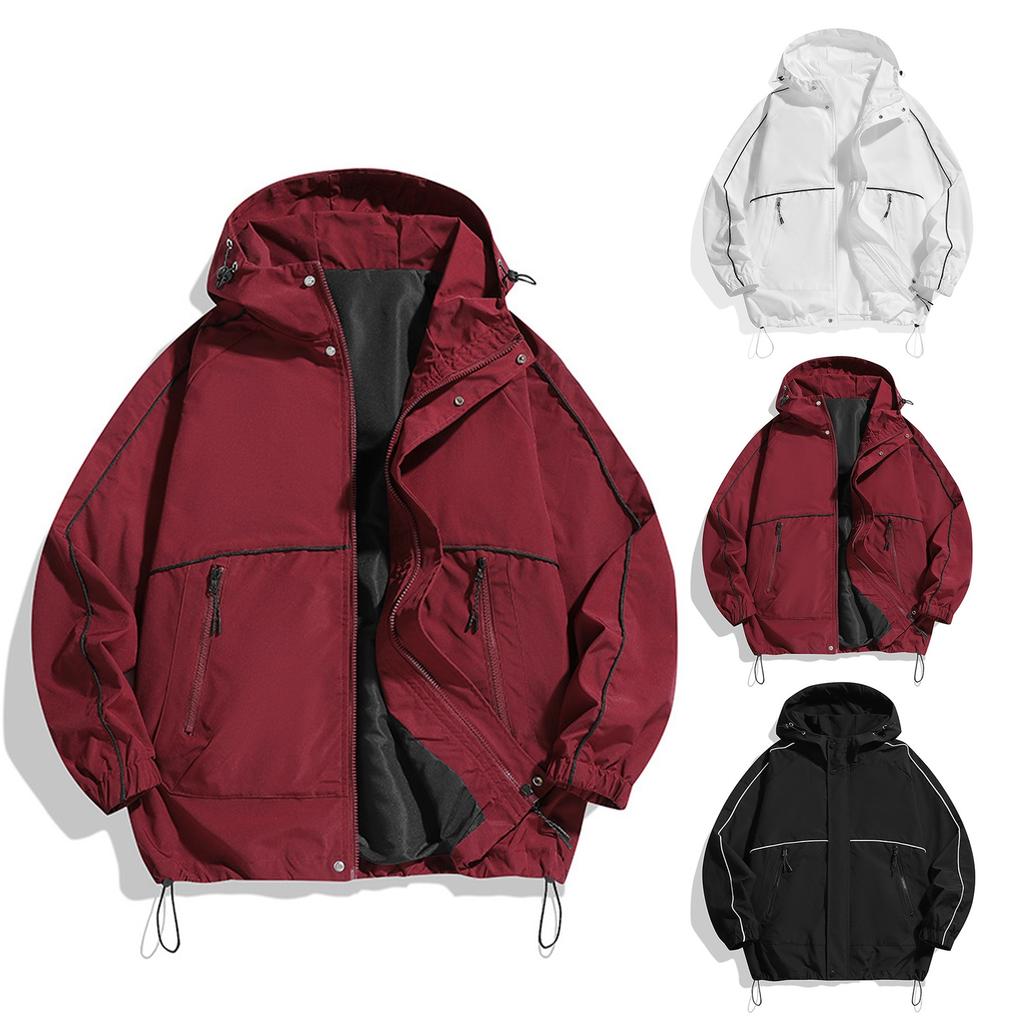 Waterproof Hooded Jacket Outdoor Hiking Handsome Casual Hooded Overalls Men's Jacket