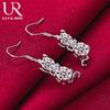 925 Sterling Silver Cat AAA Zircon Pendant Piercing Earrings Fashionable Wedding Jewelry