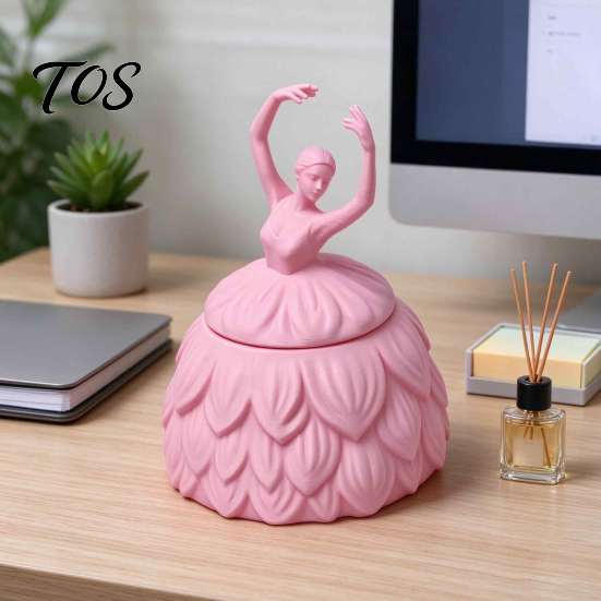 Jewelry Organizer for Girls 3D Printed Ballerina Box with Lid, Decorative Trinket Storage Jar PLA Case Rings Earrings, Elegant Ballet Dancer