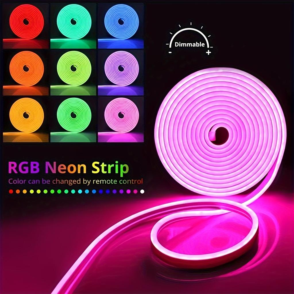5V RGB Неоновая светодиодная лента 1M 2M 3M 5M 5050 SMD Гибкая Водонепроницаемая IP65 Питание от USB Синхронизация с музыкой Управление через приложение для декора комнаты ПК