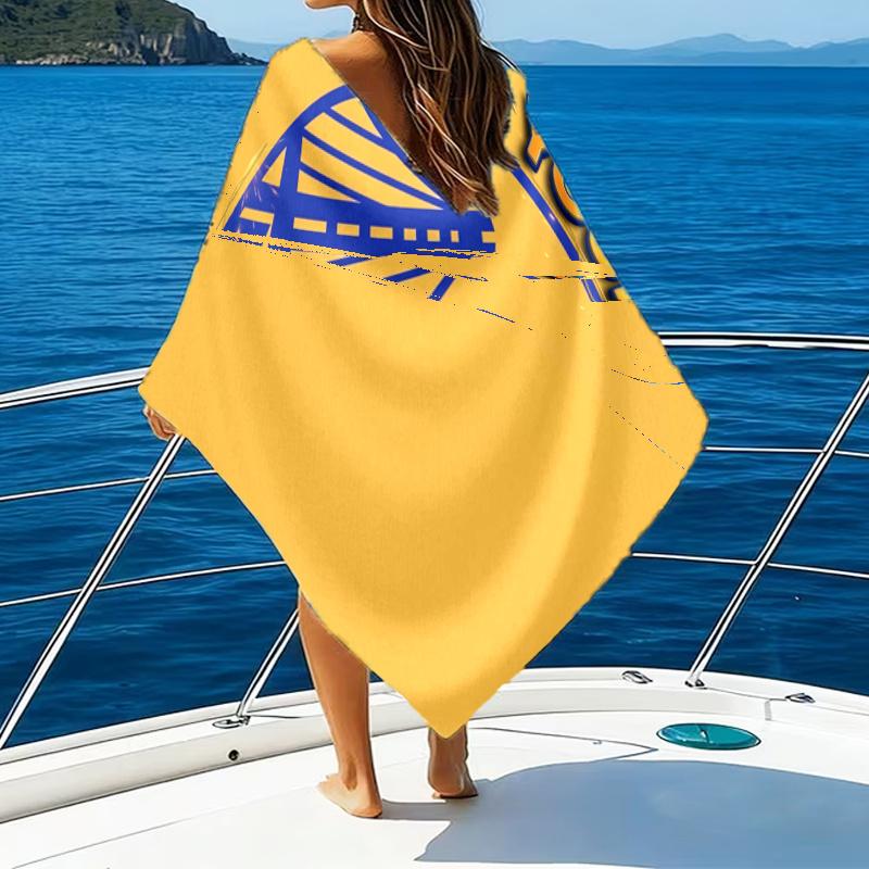 1pc Golden State Warriors Beach Towel with Custom Name, Beach/Swimming/Bath/Picnic/Camping Towel, Suitable for Seaside Beaches