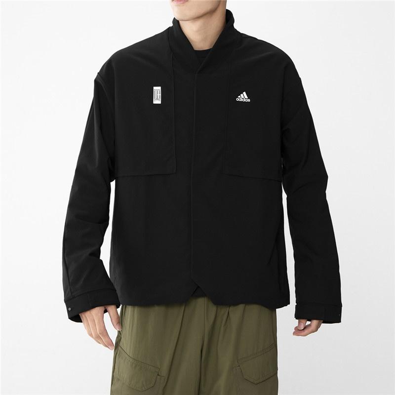 adidas Splicing Solid Color Athleisure Casual Sports Jacket Black Men's H39338