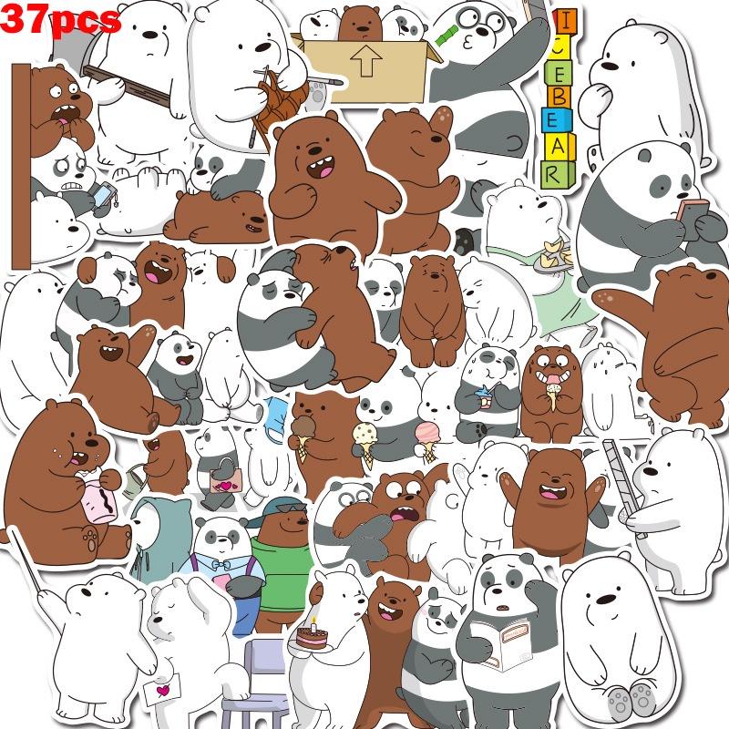 Vibrant 37pcs We Bare Bears Waterproof Graffiti Stickers For Luggage And Electronics