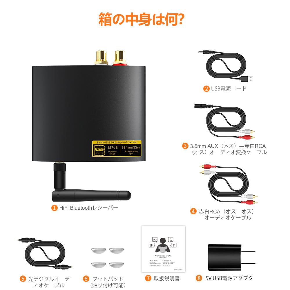 1Mii Bluetooth ЦАП Hi-Fi LDAC Bluetooth Bluetooth Аудио ЦАП Подключается к и Автомобилю Принимает Hi-Fi Музыку от и ПК Беспроводным способом в Высоком Разрешении Приемник,